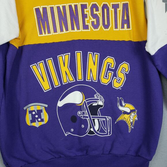 Vintage Size XL Minnesota Vikings Crewneck Sweatshirt Retro Football Helmet Logo - Picture 2 of 11